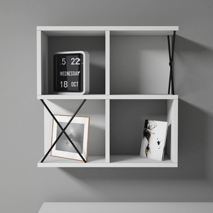 Hanah Home Estantería de Pared Extra - Blanco y Negro